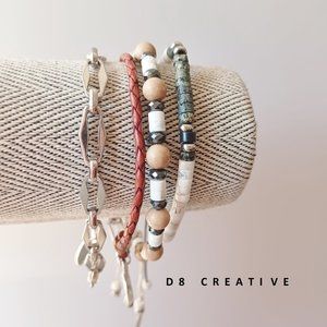 New men's sandawood jasper with hematite and howlite handmade bracelet